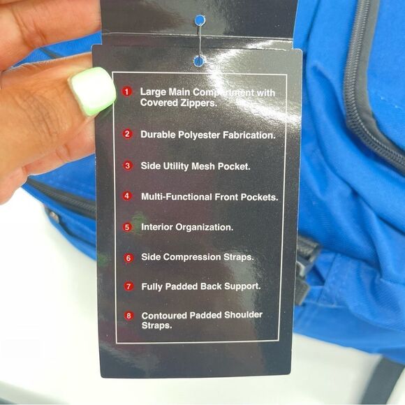 TrailMaker Classic 17” Blue Student Multi Compartment Laptop Backpack Bookbag - Picture 7 of 11